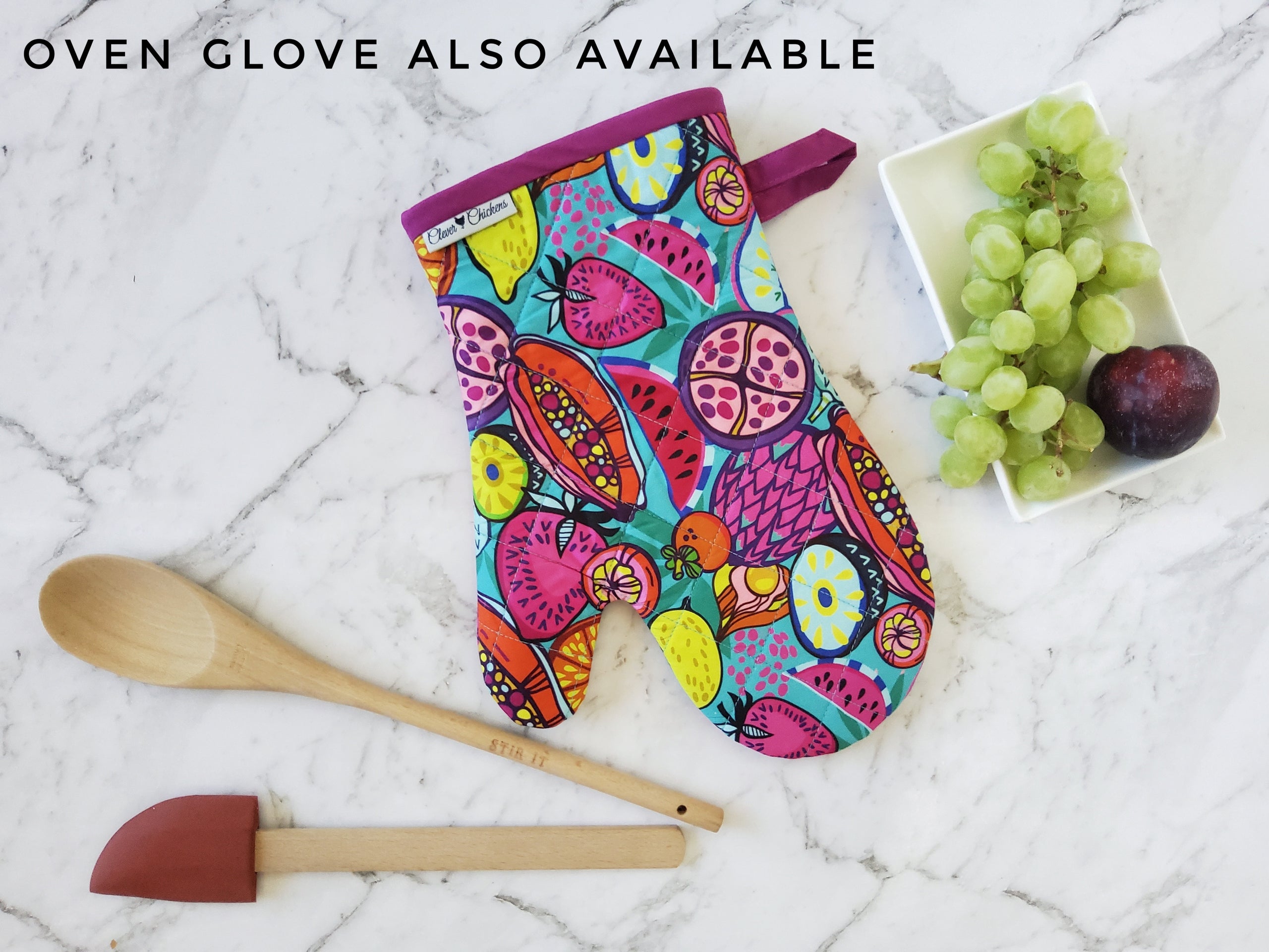 Bright Fruit Kitchen Set - Double Oven Mitt and Hot Pads